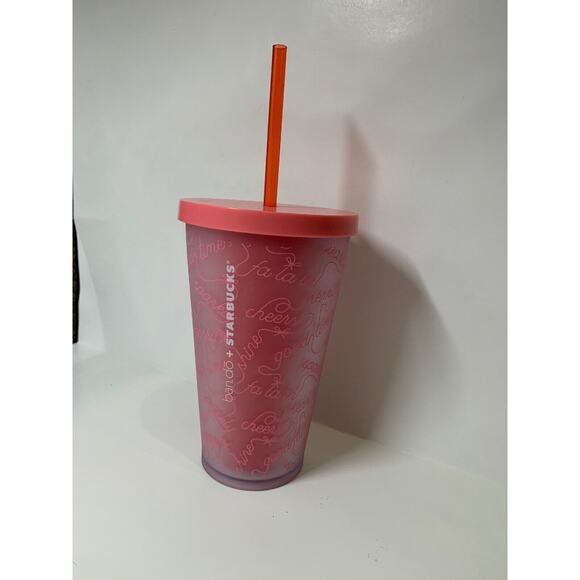 Starbucks Ban.Do 16 Oz Tumbler 2018 Pink Red Cold Cup Limited Edition Holiday - Picture 1 of 8